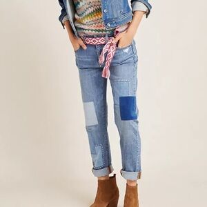 Anthropologie Women’s Pilcro Patchwork Denim Slim Boyfriend Jeans